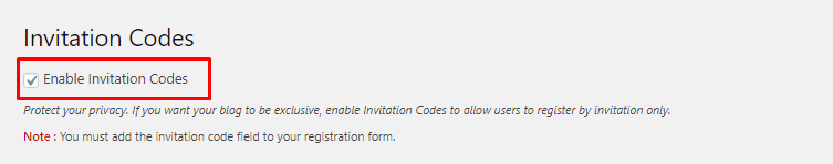 Enable invitation codes